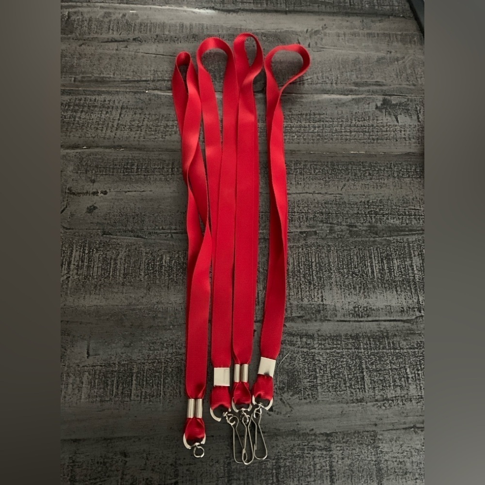 Red Lanyards with Silver Clips 4 total lanyards.